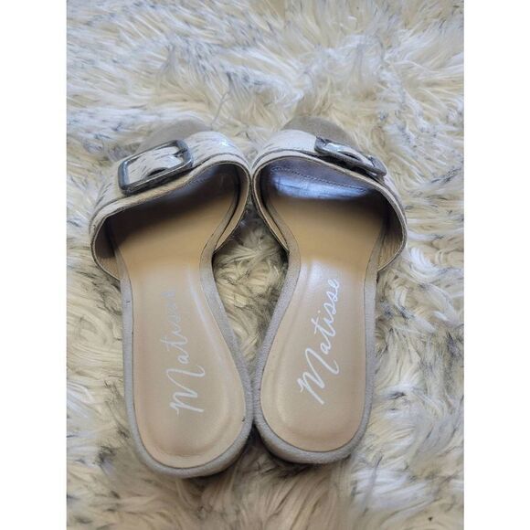 Matisse Cow Print Faux Fur Wedge Sandals, Women's 9 - Picture 5 of 5